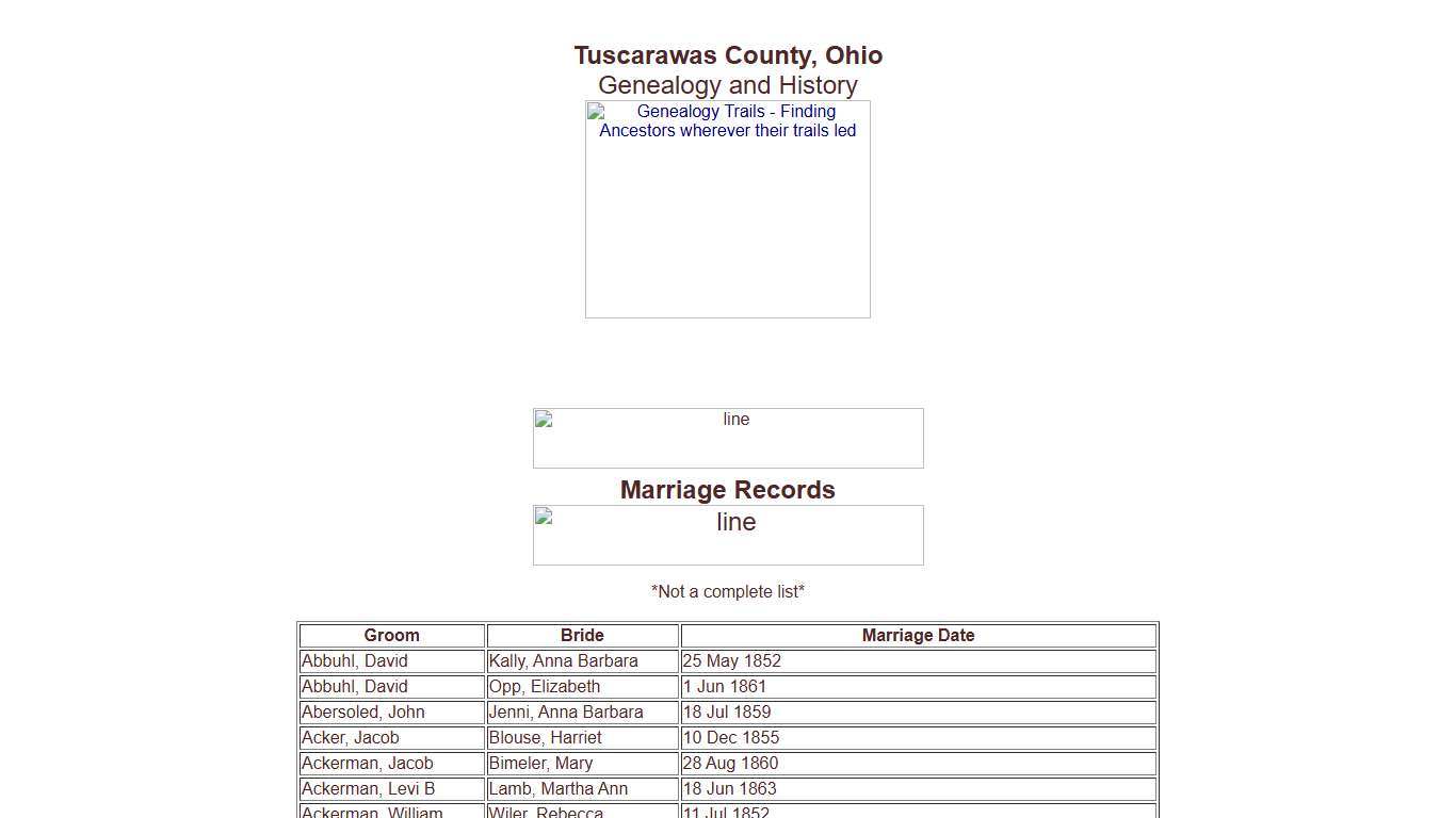 Tuscarawas County, Ohio Marriage Records